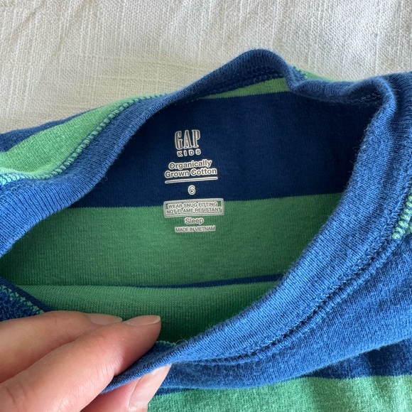 GAP Blue and Green Striped Organic Pajama Set - Picture 4 of 4